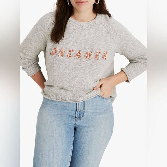 Madewell Dreamer Embroidered Alpaca Sweater Whimsical Novelty Preppy Y2K M - Picture 1 of 14